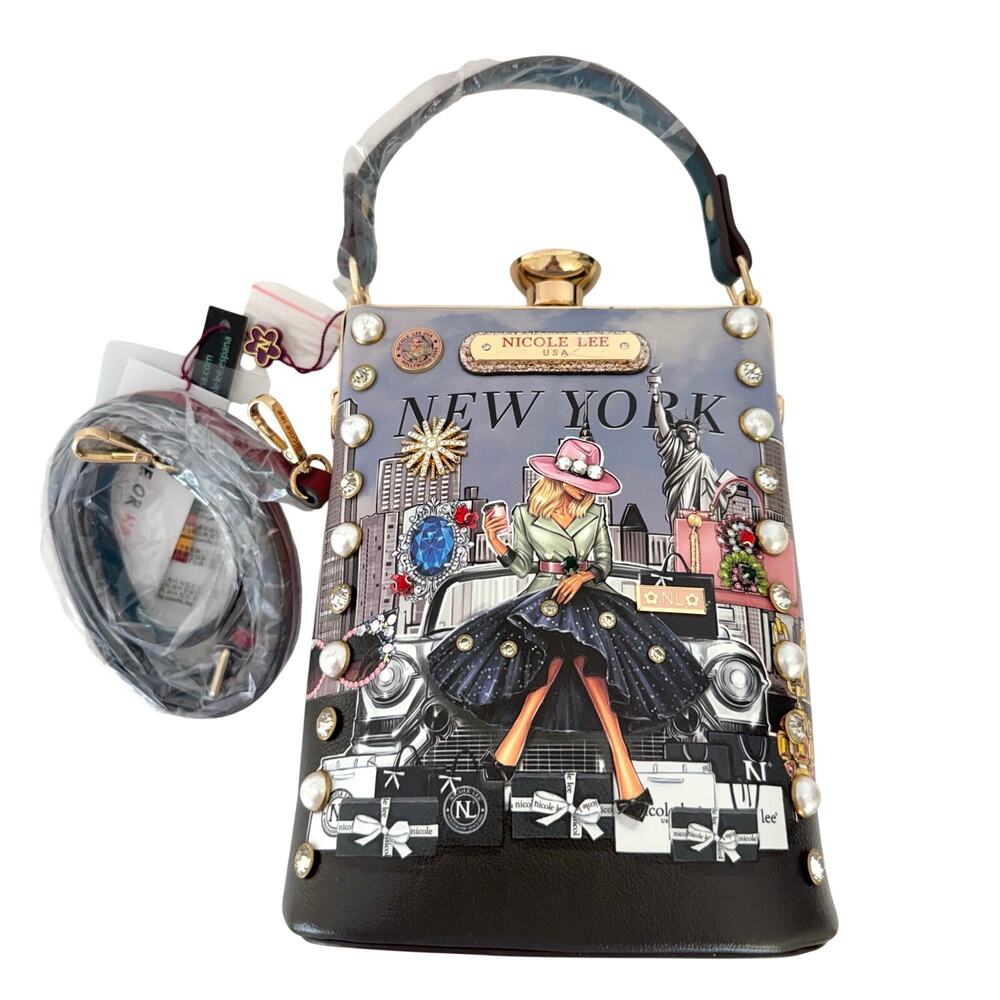 Nicole Lee Success in New York Frame Satchel Bag Crossbody Gems
